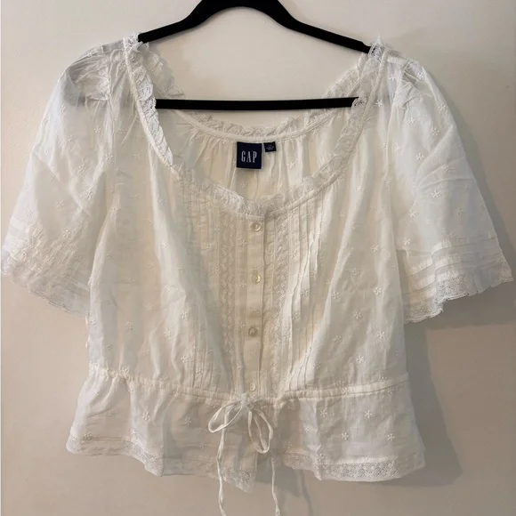 Gap White Lace Trim Peplum Top - Picture 4 of 8